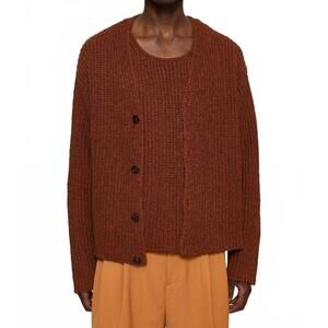 NEW CMMN SWDN eldar tape knit cardigan in brown